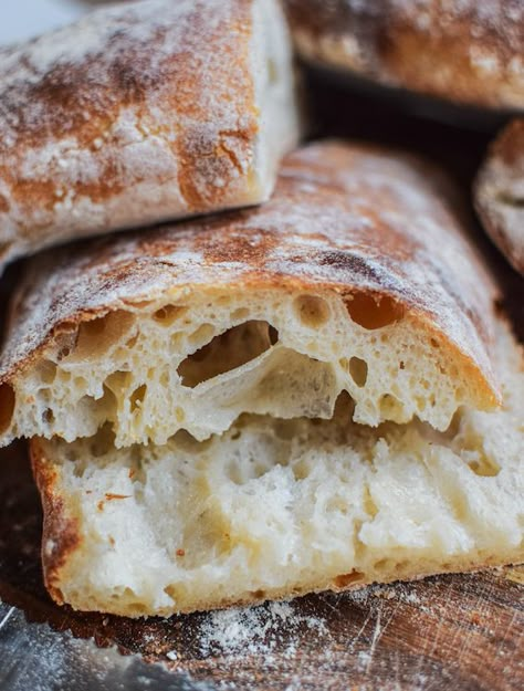 Sourdough Ciabatta - Step by Step (with video!) - Home Grown Happiness Sourdough Ciabatta Recipe, Ciabatta Recipe, Sourdough Ciabatta, Homemade Ciabatta, Ciabatta Bread Recipe, Recipe Using Sourdough Starter, Sourdough Starter Discard Recipe, Starter Recipe, Sourdough Starter Recipe