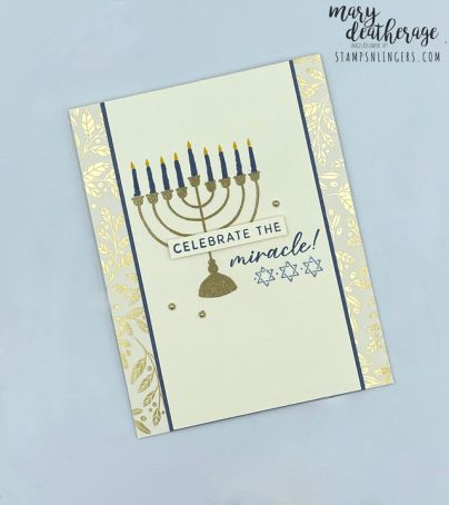 Stampin’ Up! Celebrate the Miracle Hanukkah Card with Video Tutorial | Stamps – n - Lingers Hannakuh Cards, Hanukkah Cards Handmade, Happy Hanukkah Cards, Chanukah Cards, Handmade Cards Diy, Hanukkah Cards, Send Love, Stampin Up Project, Stampin Up Card Ideas