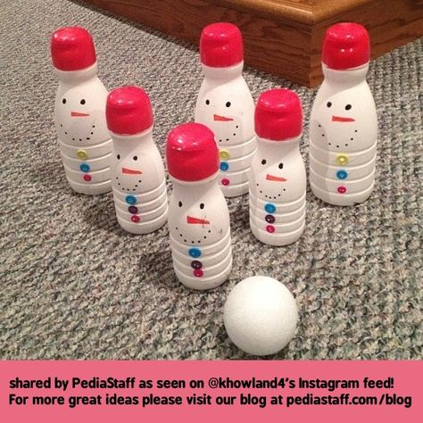 Instagram Therapy Idea of the Week: Snowman Bowling! - pinned by @PediaStaff – Please Visit ht.ly/63sNt for all our pediatric therapy pins Preschool Winter Festival Ideas, Snowman Bowling, Creamer Bottles, Snowman Games, Creamer Container, Coffee Creamers, Preschool Winter, Christmas Games For Kids, Winter Preschool