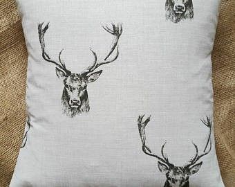 Fabric Gift Wrap, Stag Head, Beautiful Notes, Gift Ribbon, Cream Fabric, Cushion Pads, Fabric Gifts, Antlers, Throw Cushions