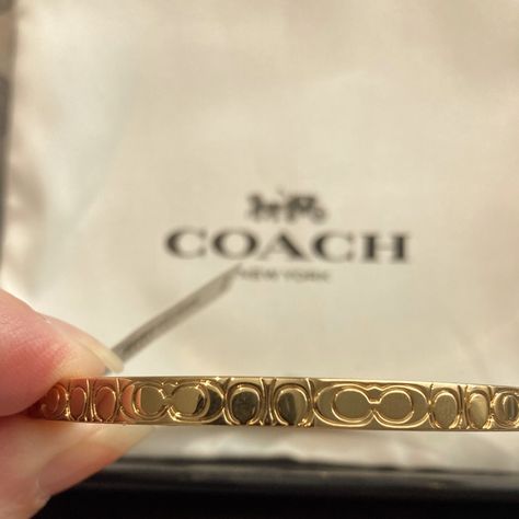 Fashion Bangle 3/8” Thick 2.5” Wrist Opening Debossed C Pattern Coach Bangle, Coach Bracelets, Gold Bracelet Stack, Xoxo Jewelry, Gold Bracelets Stacked, Coach Jewelry, Princess Jewelry, Jewelry Staples, Jewelry Essentials