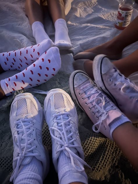 best friends cute shoes socks hearts picnic dawn dusk that girl aesthetic Cute Ankle Socks Aesthetic, Aesthetic Socks Pics, Girls Dirty Socks, Sunset Shoes, Paw Socks Aesthetic, Cute Pink Spring Socks, Best Friends Cute, Girls Picnic, Cute Sunset