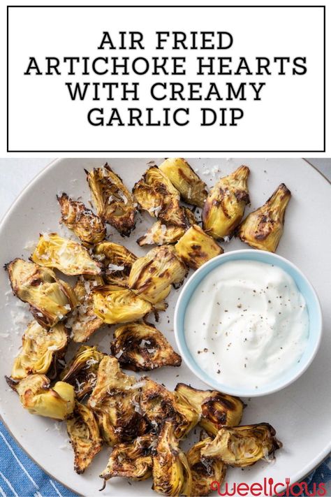 If you’re a fan of artichoke hearts, you’ll love these Air Fried Artichoke Hearts with Creamy Garlic Dip for a quick and easy appetizer, side or snack! Air Fried Artichoke Hearts, Fried Artichoke Hearts Recipes, Air Fryer Artichoke Hearts, Air Fryer Artichoke, Roasted Artichoke Hearts, Canned Artichoke, Fried Artichoke Hearts, Artichoke Heart Recipes, Feast Recipes