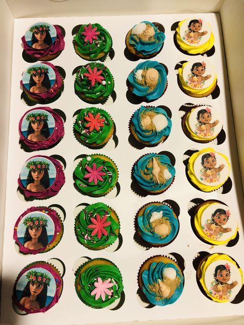 Moana Cupcakes, Moana Cupcake, Moana Birthday, Second Birthday, Vanilla Cupcakes, 1st Bday, Moana, 2nd Birthday, Cupcake