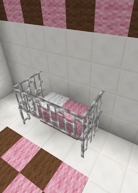 Minecraft Baby Room Bed Crib Furniture Minecraft Baby Room, Minecraft Couch, Deco Minecraft, Minecraft Furniture Ideas, Minecraft Baby, Minecraft Decoration, Bed Crib, Minecraft Interior Design, Creeper Minecraft