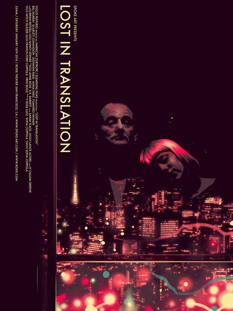 Lost in Translation - Matt Taylor ---- Lost In Translation Movie, Matt Taylor, Spoke Art, Screen Print Poster, Film Poster Design, Pop Culture Art, Cinema Posters, Lost In Translation, Alternative Movie Posters