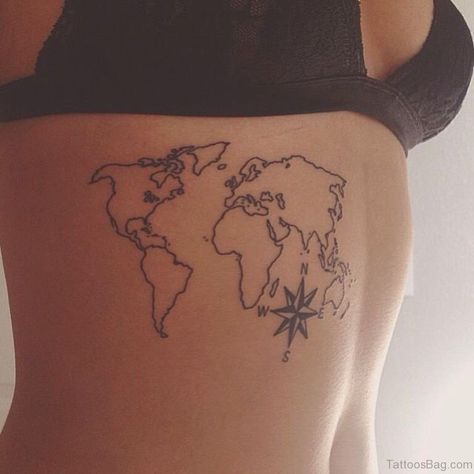 Tattoo Map, World Map Tattoos, Map Tattoo, Nice Tattoos, Tattoo Travel, Travel Tattoos, Outline Tattoo, Map Tattoos, Amazing Tattoos