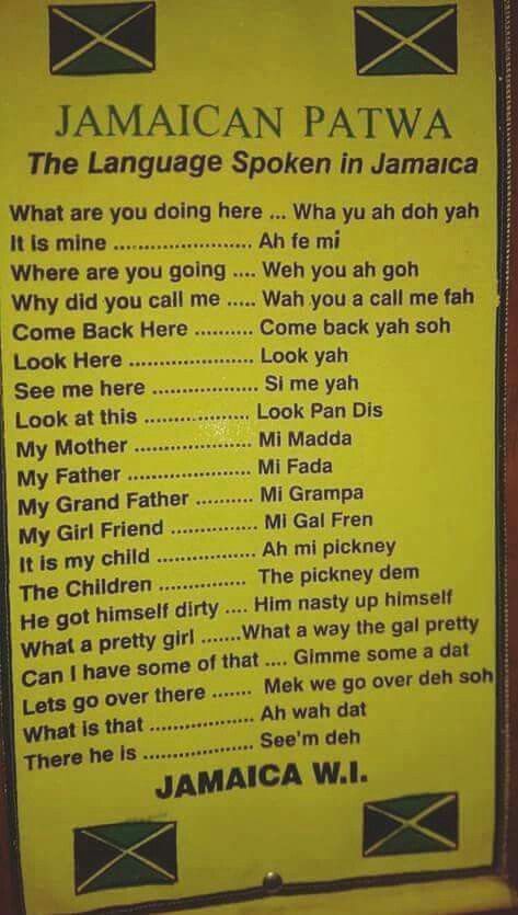 Jamaican Slang Words, Jamaican Patwa, Jamaican Phrases, Jamaican Words, Creole Language, Jamaican Quotes, Jamaica Culture, Jamaican Party, Jamaica History