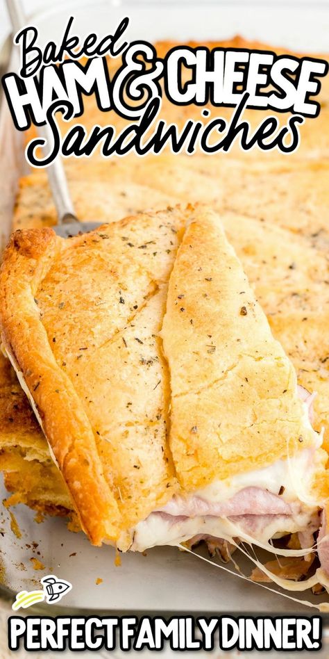 Baked Ham and Cheese Sandwiches Ham And Cheese Toasted Sandwich, Oven Sandwich Recipes, Baked Sandwich Recipes, Easy Ham Sandwiches, Oven Sandwiches, Baked Ham And Cheese Sandwiches, Hot Ham And Cheese Sandwiches, Best Ham Sandwich, Crescent Roll Pastry