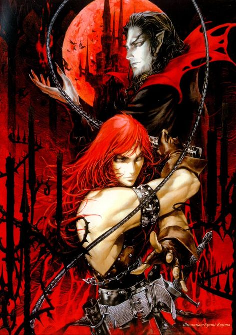 Simon Belmont & Dracula Ayami Kojima Ayami Kojima, Castlevania Dracula, Castlevania Wallpaper, Art Vampire, Castlevania Anime, Vampire Art, Gothic Horror, Comics Art, Ethereal Art