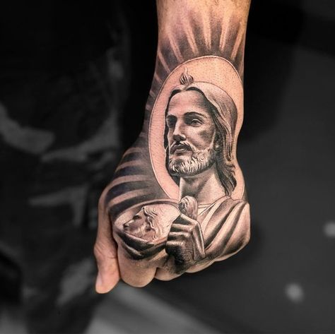 St. Jude Tattoo, San Judas Tadeo Tattoo, Tattoos On Hand, Finding Faith, Arm Tattoos Drawing, Tattoo Design For Hand, Realistic Tattoo Sleeve, Saved Tattoo, Saint Jude