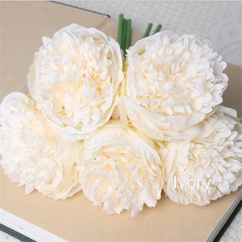 VANRINA Silk Peony Bouquet Quality Wedding Flowers 5 Heads Artificial Peonies Bouquet For Bridal Bridesmaids DIY Flowers Centerpieces These artificial silk flower bouquets are made of quality fabric silk and plastic which make the flowers really realistic, they are the best choice Romantic Floral Arrangements, Silk Flower Bridal Bouquet, Silk Flower Wedding Bouquet, Fake Flower Arrangements, Chanel Decor, Peony Bouquet Wedding, Artificial Wedding Bouquets, Wedding August, Yacht Wedding