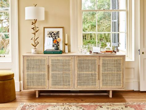 Micaela Cane Sideboard, White Wash Mango | One Kings Lane