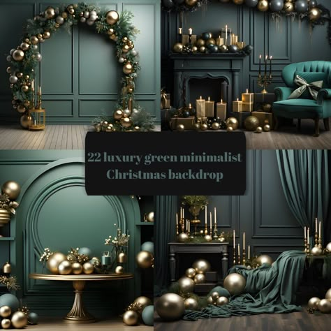 Transform your holiday celebrations with our Digital Luxury Green Minimalist Christmas Backdrop! 🎄✨ Elevate your festivities with the perfect blend of sophistication and festive charm. 🌟 Upscaled Quality: Immerse yourself in unparalleled visual splendor with our high-resolution backdrop. Every detail is meticulously crafted to bring luxury to your virtual Christmas gatherings. 🌲 Stunning Green Elegance: Embrace the spirit of the season with our rich green backdrop, adding a touch of opulence Green And Gold Holiday Decor, Christmas Decoration Trends 2024, Green And Black Christmas Tree Decor, All Green Christmas Decor, Green Black White Christmas Tree, Modern Christmas Backdrop, Forest Green Christmas Tree Decor, Dark Green And Gold Christmas, Emerald Green And Gold Christmas Tree