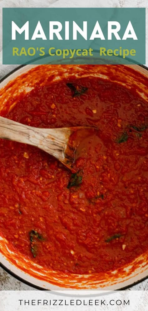 Do you want to make your marinara sauce better? This Whole30 hearty marinara sauce is the best. Rao's tomato sauce is the best and our recipe is a copycat of it. There is no need to add sugar to this sauce making it a great Whole30 and Keto sauce. Serve with pasta, meatballs, or chicken. We make our marinara sauce on the stovetop but it can be made in the instant pot or crock pot. #tomatosauce #marinarasauce Rao's Homemade Marinara Sauce Recipe, Spaghetti Sauce Rao, Rao’s Marinara Recipe, Crock Pot Pasta Sauce Fresh Tomatoes, Whole 30 Marinara Sauce, Rao's Spaghetti Sauce, Rao’s Sauce Recipe, Rao's Homemade Marinara Sauce, Rao Sauce Recipe