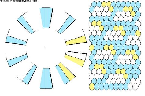 Kumihimo Pattern #K12465 - friendship-bracelets.net Kumihimo Patterns 16 Strands, Kumihimo Patterns, Colorful Bracelets, Crafty Ideas, Bracelet Patterns, Friendship Bracelets, Make Your Own, Make Your, Yarn