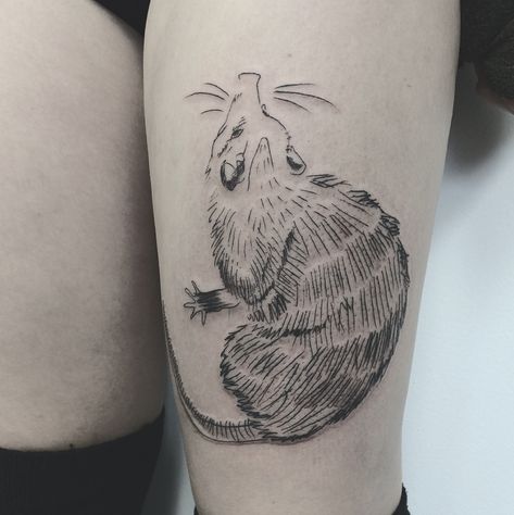 Possum Flash Tattoo, Possum Tattoo Simple, Skunk Tattoo, Possum Tattoo, Opossum Tattoo, Tattoo Goat, Aj Tattoo, Print Making Designs, Raccoon Tattoo