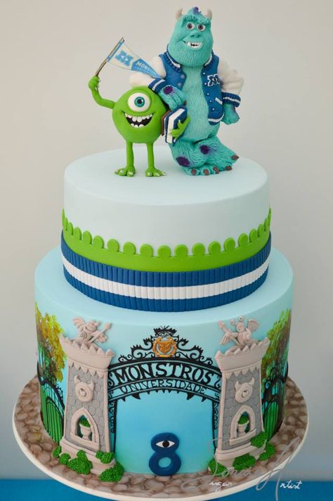 Soraia Amorim Sugar Artist Monsters University Cake, Monster University Cakes, Monsters University, Monster University, Monsters Inc, Snow Globes, University, Angel, Cake