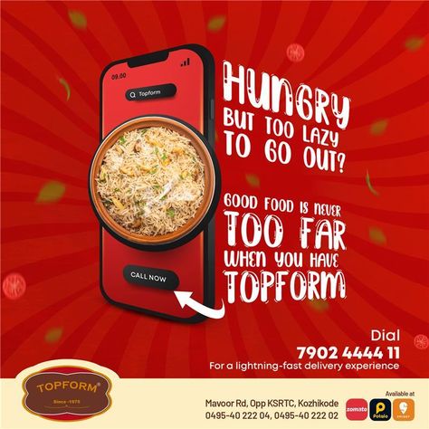 Food Delivery Ads Creative, Food Creatives Social Media, Delivery Social Media Post, Delivery Advertising, Restaurant Social Media Ideas, Food Social Media Post Design, Class Poster Design, Hotel Marketing Design, Restaurant Advertising