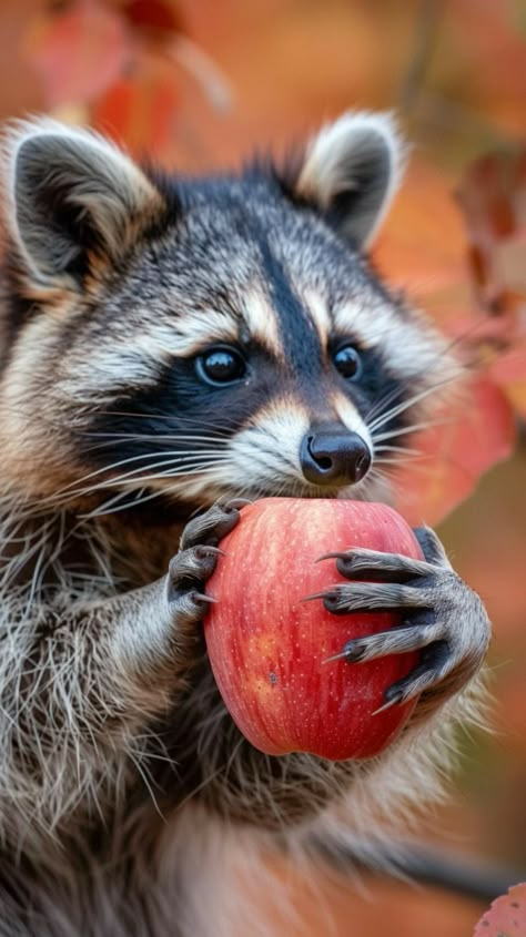 Raccoon Holding Flower, Racoon Photography, Raccoon Photography, Racoon Pictures, Wild Animals Pictures, Wildlife Photographer, Cute Raccoon, Pretty Animals, Cute Animal Photos