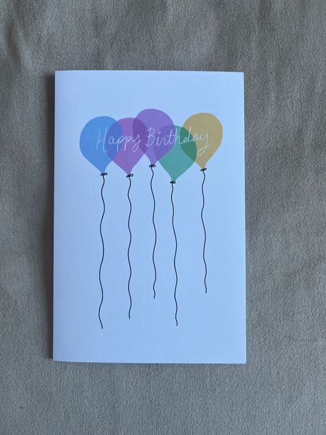 Birthday Card Balloon Drawing - Etsy Ballon Illustration, How To Draw Balloons, Balloon Drawing, Balloon Card, Balloon Illustration, 4 Birthday, 4th Birthday, Birthday Greeting Cards, Pattern Art