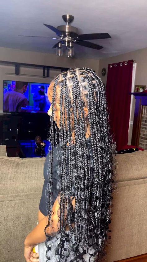 Hair Styles For 13th Birthday, Boho Braids Brown And Black, Braids For Black Teens, Back To School Braids Black Teens, 1b/30 Boho Knotless Braids, Medium/ Large Boho Knotless Braids, Braids For Black Girls 12-13, Skl Hairstyles, School Braids