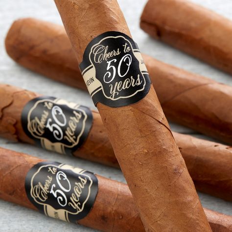 Cigars And Whiskey Party, Mark Birthday, Chocolate Cigars, Anniversary Party Favors, 50th Birthday Party Decorations, Personalization Mall, Label Shapes, 50th Bday, Mens Birthday Party