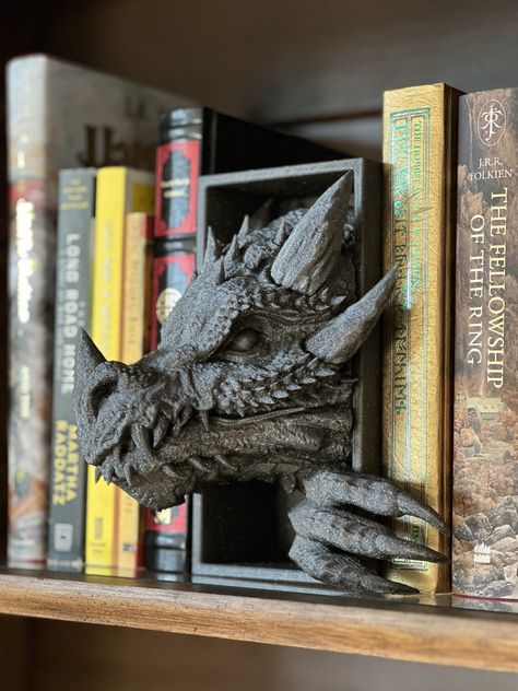 Dragon Emerging- Book Nook Home Library Decor, Dragon Book, Drukarka 3d, Cool Dragons, Dragon Decor, Beloved Book, Fantasy Lovers, Library Decor, Book Nook