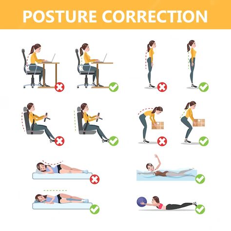 How To Correct Posture, Posture Correction Exercises, Forward Head Posture Exercises, Neck And Shoulder Muscles, Forward Head Posture, Correct Posture, Posture Exercises, Body Posture, Sitting Posture