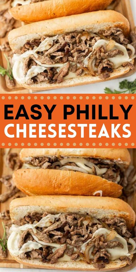 Philly Cheesesteaks - The Best Philly Cheesesteaks Recipe Philly Cheese Steak With Deli Roast Beef, Steakums Cheesesteak, Penn Station Philly Cheesesteak, Steakumm Recipes Ideas, Best Philly Cheesesteak Recipe, Philly Cheese Steak Sandwich Recipe Easy, Steakumm Recipes, Philly Cheese Steak Sandwich Recipe, Cheese Steak Sandwich Recipe