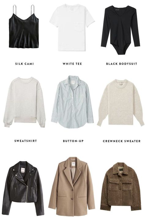 Basic Capsule Wardrobe for 2022 Coffee Shop Shirt, 2023 Self Care, Essential Clothes, Basic Capsule Wardrobe, Hime Cut, Outfit Minimalist, Vibrant Outfits, Build A Capsule Wardrobe, Work Capsule