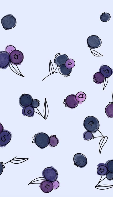 Fruit Drawing Wallpaper, Blueberry Phone Wallpaper, Blueberry Art Cute, Berry Wallpaper Aesthetic, Blueberry Wallpaper Aesthetic, Blueberry Aesthetic Art, Blueberry Aesthetic Wallpaper, Blueberry Doodle, Blueberry Background