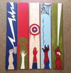 I'm thinking that these would make some awesome superhero bookmarks. Marvel Diy, Avengers Room, Marvel Room, Superhero Bedroom, Poison Ivy Batman, Superhero Room, Marvel Drawings, Avengers Movies, Panel Wall Art