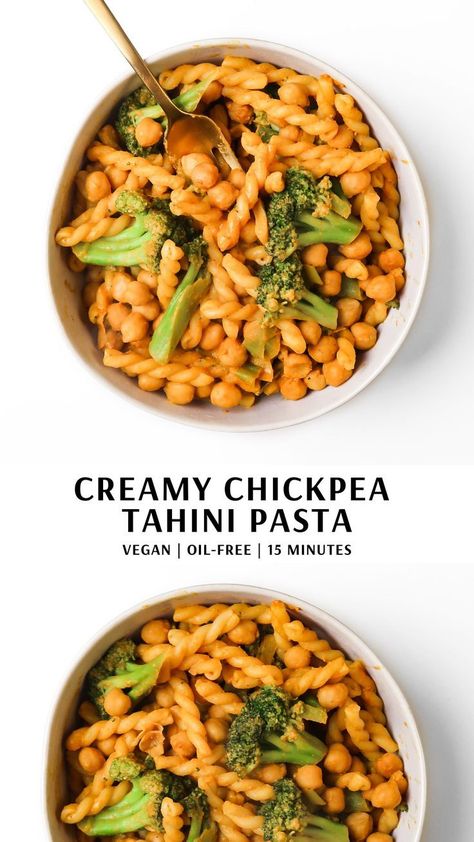 creamy vegan chickpea tahini pasta Chickpea Pasta Vegan, Quick Chickpea Dinner, Vegan Chickpea Pasta Recipes, 15 Minute Vegan Meals, Chickpea Noodle Recipes, Chickpeas Pasta Recipes, Pasta And Chickpeas, Chickpea And Pasta Recipes, Quick Chickpea Recipes