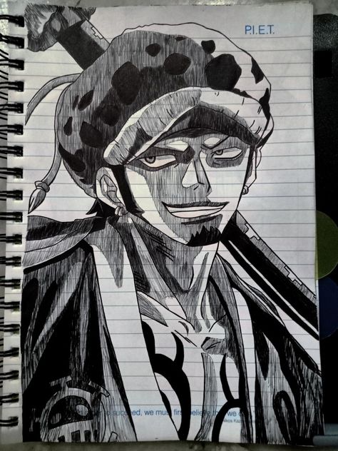 Anime Sketch One Piece, Trafalgar Law Sketch, Trafalgar Law Drawing, Fire Drawings, Law One Piece, Fire Drawing, Naruto Sketch, Full Name, Trafalgar Law