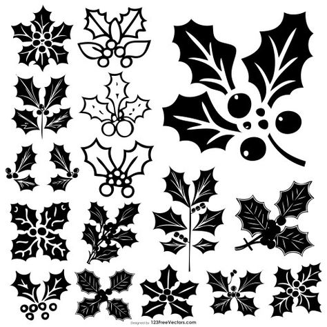 Free 16 Holly Silhouette Designs for Festive Winter Decorations Holly Silhouette, Nativity Scene Silhouette, Santa Hat Clipart, Santa Claus Vector, Winter Designs, Xmas Baubles, Winter Decorations, Christmas Decorations Wreaths, Silhouette Images