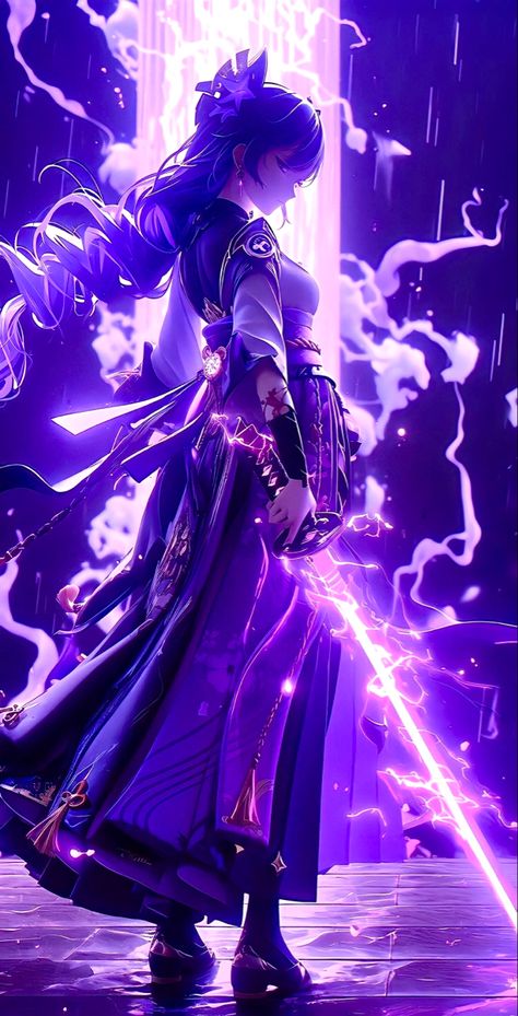 Raiden Shogun, Mahō Shōjo, Cool Anime Backgrounds, Anime Wallpaper Phone, Cool Anime Wallpapers, Anime Artwork Wallpaper, Dessin Adorable, Purple Aesthetic, Anime Artwork