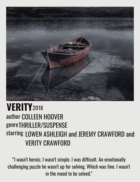 polaroid poster of Verity by Colleen Hoover Verity Colleen Hoover, Verity By Colleen Hoover, Poster Tutorial, Polaroid Poster, Writing Therapy, Challenging Puzzles, Book Posters, Outline Art, Kpop Posters