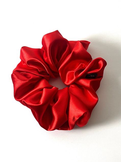 Vibrant Red Satin Scrunchie Premium Hair Accessory Luxurious Shine - Etsy Beautiful Scrunchies, Structured Fabric, Satin Scrunchies, Dashboard Header, Silky Hair, Red Satin, Hair Care Routine, Hair Tie, Elegant Gift