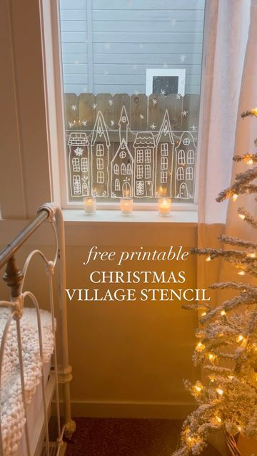 Free Printable Christmas Village Window Stencil, Christmas Village Window Stencil, Christmas Window Stencils Free Printable, Christmas Window Template Free Printable, Christmas Decor For Windows Inside, Christmas Window Stencils, Narrow Windows, Free Printable Stencils, Picnic Party Ideas