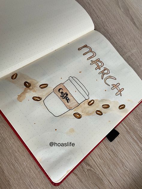 Coffee Bujo Theme, Coffee Bullet Journal Theme, Coffee Journal Ideas, Bujo Coffee Theme, Coffee Theme Bullet Journal, Bullet Journal Coffee Theme, Coffee Bujo, Coffee Bullet Journal, Bujo Design