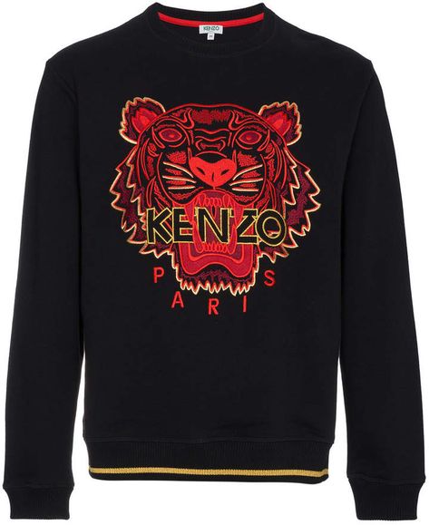 Kenzo Black CNY Capsule Tiger Sweatshirt Kenzo Tiger Sweatshirt, Kenzo Sweatshirt, Kenzo Clothing, Kenzo Tiger, Kenzo Paris, Designer Sweatshirts, Mens Sweatshirts Hoodie, Soft Black, Hoodie Design