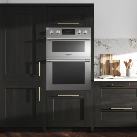 Eye Level Oven Ideas, Wall Mounted Oven, Kitchen Oven Ideas, Wall Oven And Stivetop, Black Wall Oven, Black Oven And Microwave Built In, 2 Door Wall Oven, 2 Single Wall Ovens, Wall Mount Oven