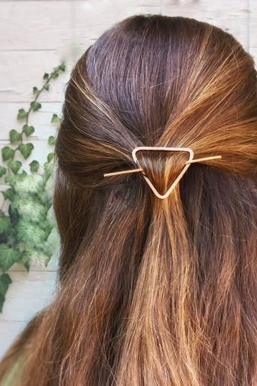 Brass Hair Pin, Minimalist Hair Accessories, Minimal Hair, Unique Hair Clip, Geometric Hair, Triangle Hair, Hair Slide, Copper Hair, Hair Strand