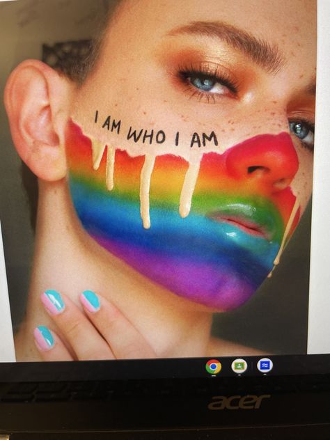 Epic Ink Liner, Micro Brow Pencil, Boy Teen, Lgbt Quotes, Pride Makeup, Face Art Makeup, Smink Inspiration, Male Makeup, Pride Rainbow