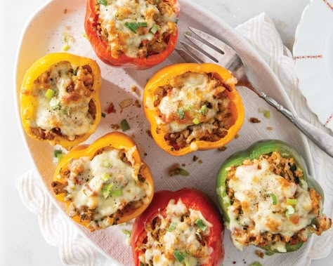 For a fun appetizer, try this dish with mini bell peppers; just cut the cooking time in half. Save Recipe Print Boudin-Stuffed Bell Peppers   Makes 8 Servings Ingredients 8 medium to large assorted bell peppers 6 slices thick-cut bacon, cut into ¼-inch pieces 1 cup chopped yellow onion 2 cloves garlic, minced 1 teaspoon kosher … Best Stuffed Pepper Recipe, Easy Stuffed Pepper Recipe, Ground Beef Breakfast, Stuffed Peppers Beef, Ground Beef And Rice, Stuffed Peppers With Rice, Easy Stuffed Peppers, Ground Beef Rice, Bell Pepper Recipes