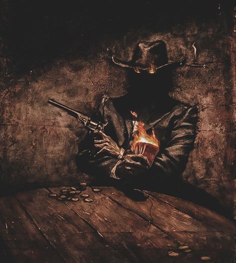 Bounty Hunter Cowboy, Evil Cowboy Aesthetic, Latino Cowboy Aesthetic, Gothic Gunslinger, Cowboy Gunslinger Tattoo, Dark Gunslinger, Gunslinger Wallpaper, Gunslinger Aesthetic, Gunslinger Rpg