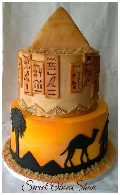 Egyptian Drama Egyptian Theme Cake, Egyptian Birthday Cake, Egyptian Cupcakes, Egyptian Birthday Party, Egypt Cake, Egyptian Cake, Egypt Party, Egyptian Writing, Egyptian Party