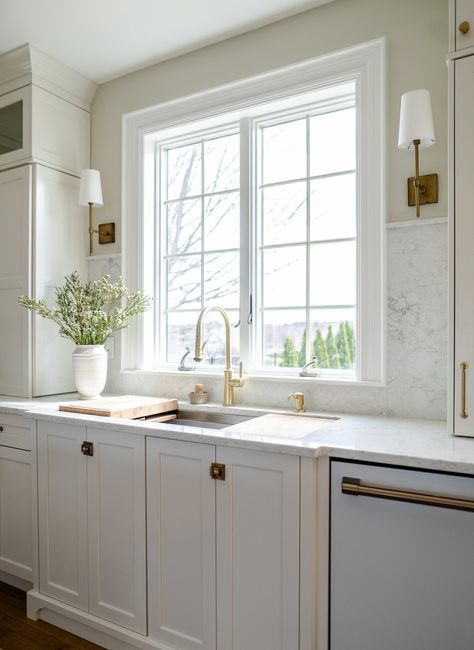 Center Hall Colonial Remodel — Kitchen Cove Design Co. Center Hall Colonial Remodel, Center Hall Colonial Kitchen, Casement Windows Kitchen, Kitchen Sink With Window, White Kitchen Windows, Colonial Remodel, Studio Mcgee Kitchen, Colonial Kitchen Remodel, Heights House