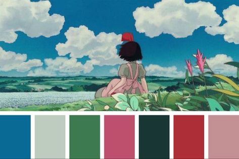 90s Anime Color Palette, Ghibli Color Palette, Movie Color Palette, Poster Project, Kiki Delivery, Color Schemes Colour Palettes, 90s Colors, Illustration Ideas, Utila